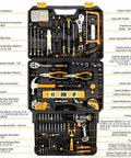 Home Mechanic Tool Box Set With 12V Cordless Drill For DIYers Handy Tools Kit In Portable Drawer Toolbox Organizer