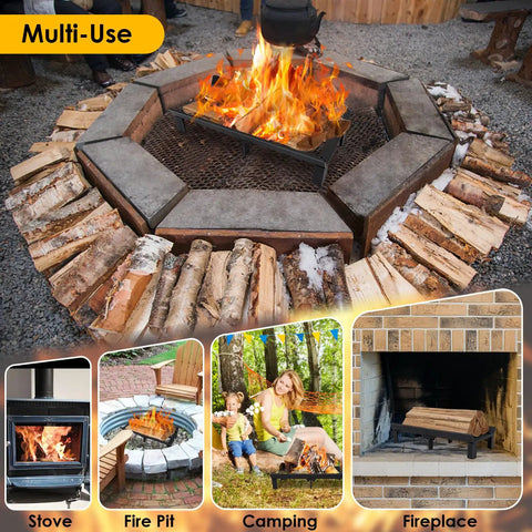 Heavy Duty 20 Inch Fireplace Grate For Wood Stoves And Fireplaces used in multi-use settings with firewood