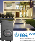 120W Low Voltage Landscape Transformer With Timer And Photocell Sensor in a garden lighting setting