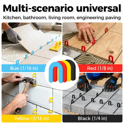 Ultra Handy Plastic Shims Kit For Leveling Tiles And Surfaces Color Coded Horseshoe And U Shims 600 Piece Durable PE Plastic