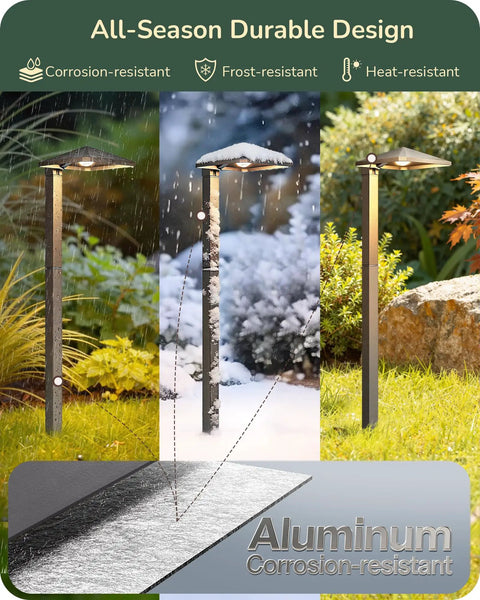 Low Voltage Pyramid Path Lights Aluminum Exterior Landscape Lighting 3000K 50000 Hour Lifespan Wired Outdoor Garden Yard Driveway