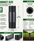 Five Pack Sprinkler Riser Extensions One Half Inch Male Pipe Thread Two Inch Length Easy Install PVC Double Male Connector