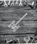 Heavy Duty Sliding Door Roller Wheels With Dual Bearing Iron Groove Caster built solid, displayed on a wood surface with tools.