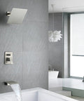 Brushed Nickel Bathtub And Shower Faucet Set Complete With 10 Inch Rain Shower Head And Waterfall Tub Faucet Powerful Water Pressure