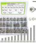1040 Piece M4 Screws Nuts Bolts Kit 4mm To 45mm 304 Stainless Steel Hex Socket Head Cap Screws And Nuts Set With Washers