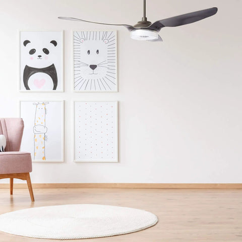 Modern Indoor Outdoor Smart Ceiling Fan 56 Inch Black With Remote, Alexa Google Home Siri Compatible, 3 Blades, in room