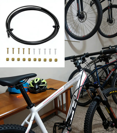 Hydraulic Brake Hose Kit For Mountain Bikes 2500mm Tubing With 2mm ID And 5mm OD Brass Ferrules And Barbs compatible kit displayed