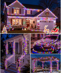Lit Solar Rope Lights for Outdoor Trampoline Setup 66Ft 200LED decorating house and outdoor structures for holiday