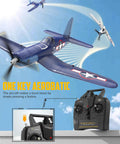 Beginner Friendly WWII F4U Corsair RC Plane With Aileron 4CH 2.4Ghz Remote Xpilot Gyro Stabilizer Self Righting One Key Aerobatic Upgraded Canopy Ready To Fly RC Aircraft For Adults And Beginners performing aerobatics with remote control in view