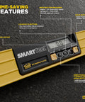 SmartTool 24 Inch Digital Level With Big LCD Screen and Audible Alerts showing features and labeled buttons on aluminum frame