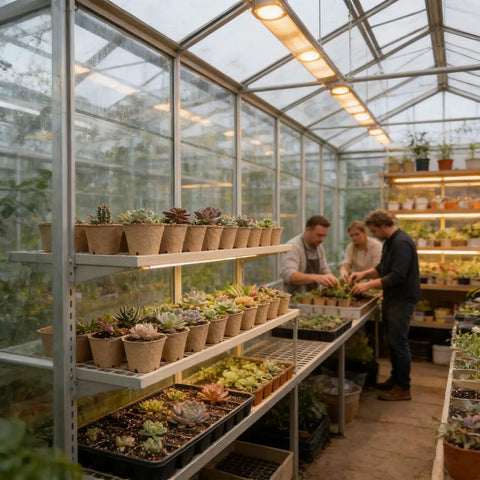 Breathable Germination Pots For Seedlings Paper Pulp Nursery Pots With Drainage in greenhouse with people tending plants