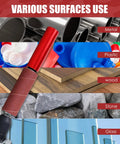 Various surfaces use shown with Handheld Spindle Sander Kit With 120 Grit Sandpaper Sleeves, showcasing metal, plastic, wood, stone, and glass.