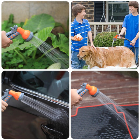 Retractable Garden Hose Reel 1/2 Inch By 72 Feet Wall Mounted With 9 Function Sprayer watering garden, washing dog, and car