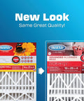 Comparison of old and new packaging for Furnace And HVAC Air Filter 16 By 25 By 4 Inches MERV 11 For Allergy Relief And Clean Air