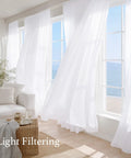 White Sheer Curtains 63 Inch Long For Bedroom And Kids Room, Lightweight Voile Drapes with 2 Inch Rod Pocket in living room