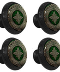 4 Pack Dope Celtic National Art Drawer Knobs Cabinet Hardware With Crystal Glass Surface And 3D Pattern On A Stainless Steel Base Easy To Install For Dresser Cabinets And Furniture Makeovers