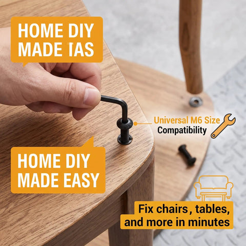 Using All In One M6 10.9 Grade Alloy Steel Hex Socket Bolts Nuts Washers Kit 261-Piece Fastener Set with allen wrench on wood