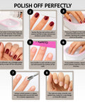 Gel Nail Polish Remover Kit With 8 Oz Pure Acetone Nail File Soak Off Bowl Buffer Block Cuticle Pusher And Scraper usage steps.