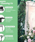 Supersize Garden Arch Trellis Flattop with features of rust-resistant steel, easy assembly, stable structure for weddings and parties