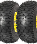 15x6.00-6nhs Beefed Up Lawn Mower Tires and Wheels Set Front Pneumatic Replacement for Riding Mowers and Tractors Yellow