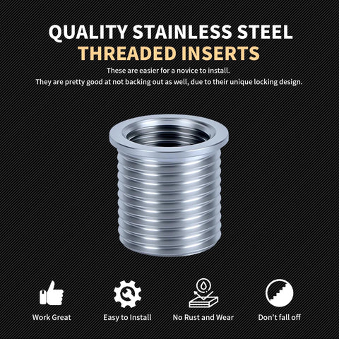 Stainless steel threaded insert from M12x1.25 Thread Repair Kit With Stainless Steel Inserts, Drill, Tap, Counterbore And Driver, 10 Piece Set.