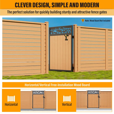 Heavy Duty Fence Gate Frame Kit With Anti Sag Design And All Weather 201 Stainless Steel Build For Backyards Left Or Right Setup Solid Reinforcement Hardware Built Damn Tough No Panels Included with modern gate design.