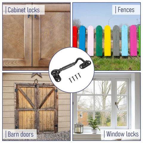 Beefy Heavy Duty Stainless Steel Barn Door Hook Latch Set With Screws 4 And A Quarter Inch for doors, gates, cabinets, windows