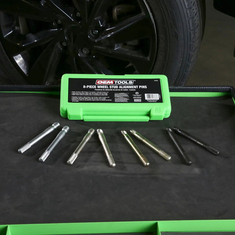 Color-Coded Wheel Stud Alignment Kit With Safe, No-Hassle Wheel Alignment Tool, 8-Piece Fitment Set in green case
