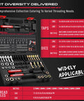 Thread repair thread chaser set, 49-piece in a black case with red latches, taps and dies for metric/SAE threads