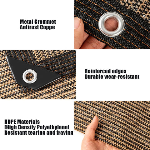 Custom Shade Cloth With Grommets For Patio And Garden, Heat Resistant HDPE Pergola Shade Cover details, coffee color, close-up