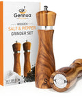 Wooden Salt And Pepper Grinder Set Refillable Mills With Adjustable Coarseness Crafted From Solid Acacia Wood With Ceramic Core