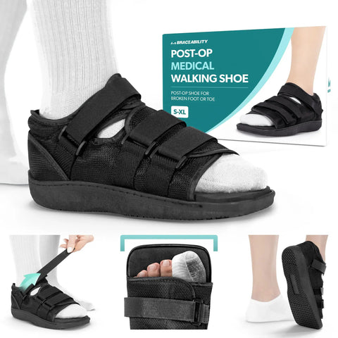 Post Op Walking Shoe With Adjustable Orthopedic Boot For Foot Surgery Delivers All Day Comfort And Easy Walk For Broken Foot And Toe Stress Fractures Men And Women XL With Cushioned Insole For Extra Support