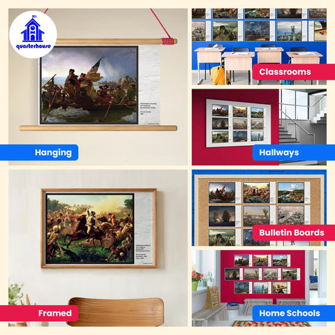 10 Poster Set Of American War Paintings For Social Studies Classrooms And K-12 Teachers, 12 X 18 Inch History Posters Displayed