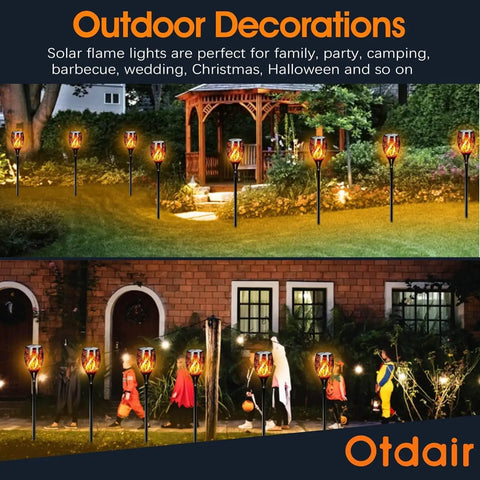 Outdoor Solar Torch Lights 96 LED Lit Dancing Flame 43 Inch Tall Waterproof Pathway Yard Garden Lamps Solar Powered