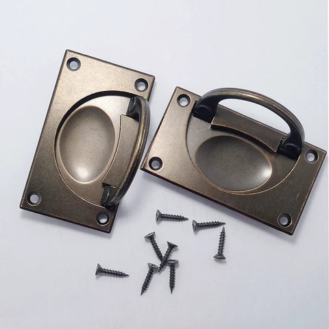 2 Pack 3.6 By 2 Inch Antique Style Bronze Recessed Door Pulls With Mounting Screws For Cabinets And Drawers Zinc Alloy Handles