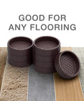 Non Slip Rubber Furniture Cups Set Of 4 For 2 Inch Caster Feet Keeps Furniture In Place With Premium Floor Protection Displayed on Various Floors