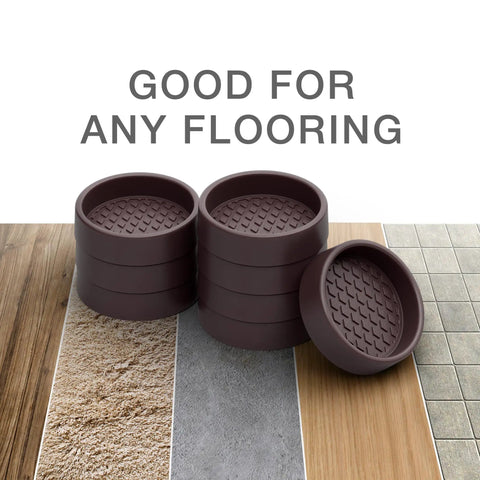Non Slip Rubber Furniture Cups Set Of 4 For 2 Inch Caster Feet Keeps Furniture In Place With Premium Floor Protection Displayed on Various Floors