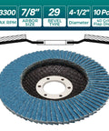 Front view of 10 Pack 4.5 Inch Flap Discs For Angle Grinder With 40 Grit Pro Grade T29 Zirconia Abrasive Grinding Wheel 4.5 Inch Diameter