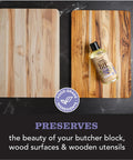 Killer Duo Mineral Oil And Carnauba Wax Set with bottle on wood cutting boards, food-grade protection