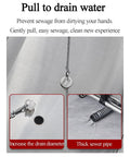 Pull chain drain system with large diameter and thick sewer pipe, demonstrating easy sewage drainage.