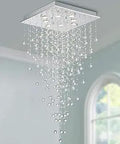 Crystal Raindrop Chandelier Dope LED Flush Mount Ceiling Light 22 Inch Wide 47 Inch High featuring dangling crystals