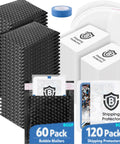 All In One Trading Card Shipping Kit With 120 Card Protectors 3.5 By 4.5 Inches, 60 Black Bubble Mailers, 100 Cellophane Bags, 1 Roll Painter Tape