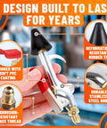Badass Stainless Steel Air Nozzle Blow Gun For Compressor Systems High Pressure Dust Blaster With Five Point Three Inch Jet Tip slick durable stainless steel body with PVC coated trigger.