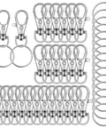 Heavy Duty 104 Piece Swivel Snap Hooks With Silver Lobster Claw Clasps And Keychain Rings For Diy Craft Projects, featuring zinc alloy material.