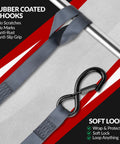 2 Pack Self Retracting Ratchet Tie Downs 1 Inch Wide 10 Feet Long With Auto Rewind 1200 Pound Break Strength rubber S-hooks