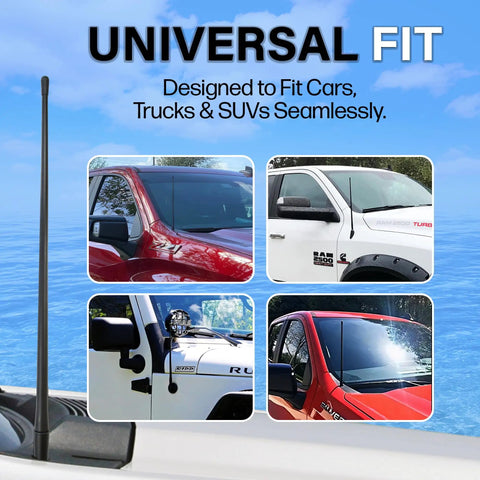 13 Inch All Terrain Flexible Rubber Antenna with Spring Steel Internal Core for Cars and Trucks, AM FM Radio Reception