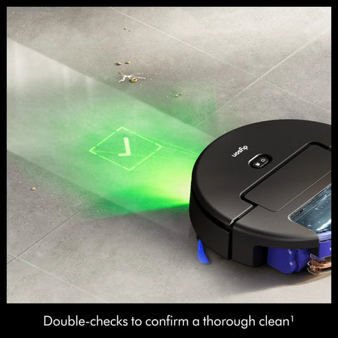Spot Plus Scrub AI Wet And Dry Robot Vacuum detecting spills on tile floor with AI spill detection and self-cleaning wet roller