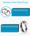 250 Piece Stainless Steel Fishing Split Rings Assortment Kit, Double Flat Wire Snap Ring Lure Tackle Connectors, Sizes 9 To 5.