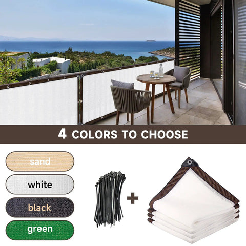 Ninety Percent Privacy Fence Screen For Outdoor Use Backyard Must Have Shade Cloth Three By Ten Feet Balcony Cover High Density Mesh For Yard Garden Includes Cable Ties White installed on balcony
