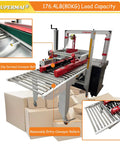 Automatic Carton Sealer And Strapper All In One Box Packing Station with anti-slip conveyor belt and rollers.